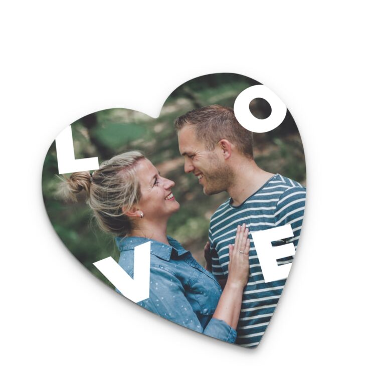 premium photo coaster hardboard – heart – 1 piece