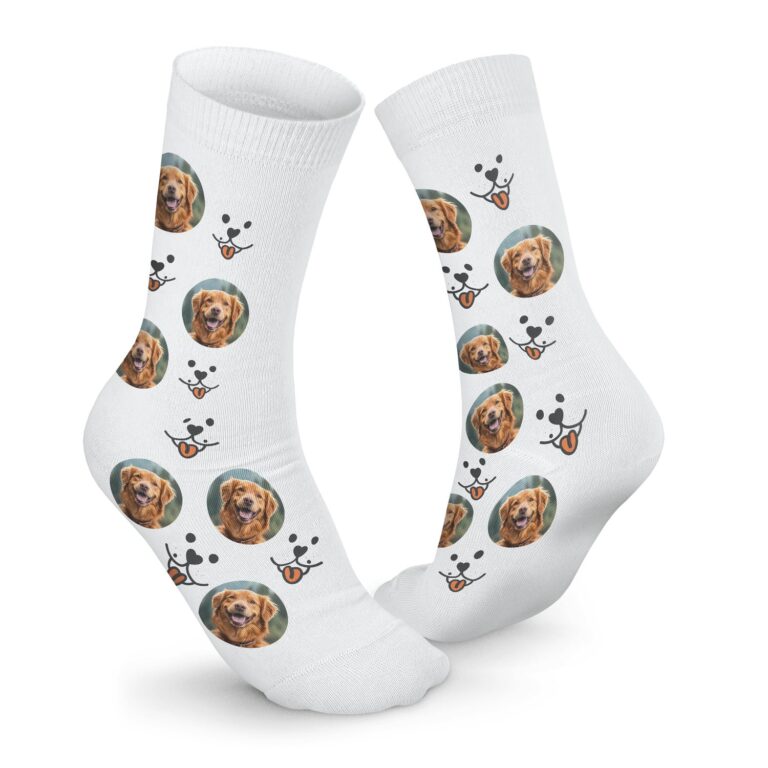personalised pet photo socks – white – 35 38