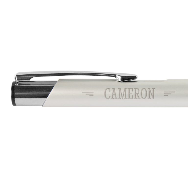 Personalised pen - Viva - Tess - Ballpoint - Engraved - Silver - Left-handed personalised pen – viva – tess – ballpoint – engraved – silver – left handed
