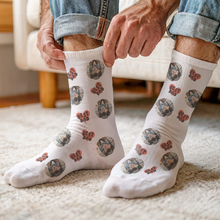printed best dad socks – white – 35 38