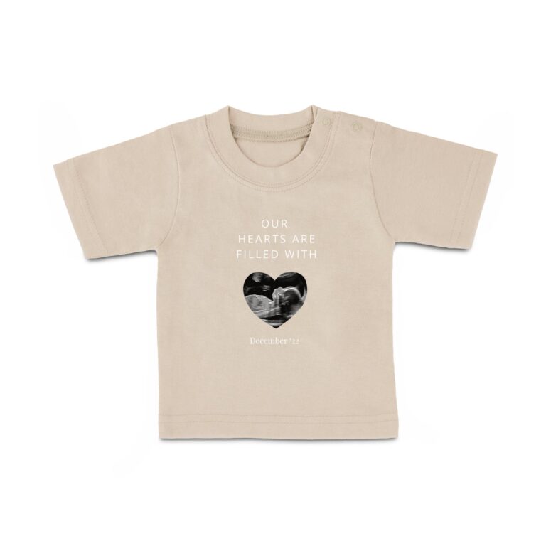 baby t shirt – printed – short sleeves – beige – 62/68