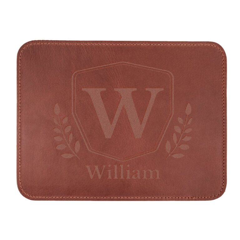 personalised mouse mat – leather – brown
