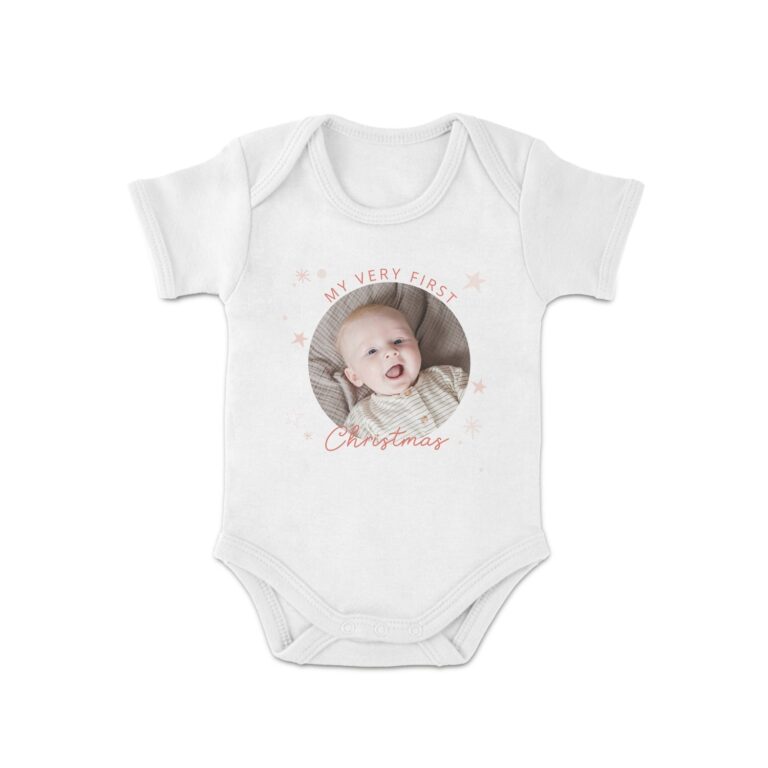 my first christmas babygrow – printed – short sleeve – white – 62/68