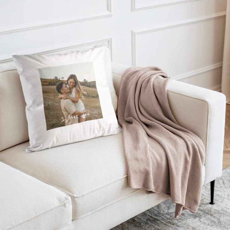 personalised cushion case – white – 40 x 40 cm