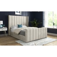 oxford upholstered soft touch plush velvet bed frame: double bed/pink