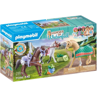 playmobil horses of waterfall three horses with saddles