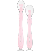 kikka boo silicone training spoons with suction cup – pink – 2 pcs