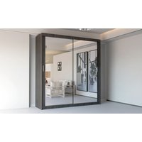 modern sliding door wardrobe with shelves and hanging rails: chicago white sliding door mirror wardrobe/180cm