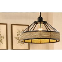 emitto artisan and industrial ceiling pendant light shade collection : hemp rope lamp shade