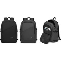 Kono Multi-Compartment Backpack with a USB & Type-C Port: Black kono multi compartment backpack with a usb & type c port: black