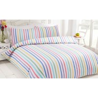 cosy brushed cotton candy striped duvet set: single