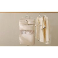 6 in 1 hanging compression travel organiser bag with compartments: beige