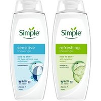simple kind to skin refreshing shower gel with gentle formulation 450ml 3 pack