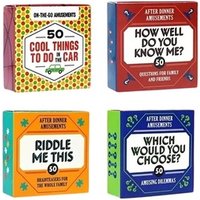 one or four travel card games – family fun questions and riddles for all ages: one of each set/four
