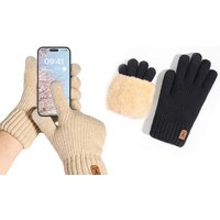 winter touchscreen plus fleece glove: black