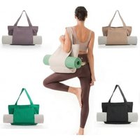 all in one canvas yoga shoulder bag: grey yoga pilates canvas bag