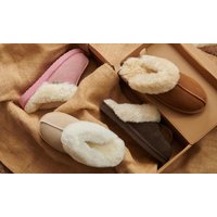 snow paw women’ssheepskin slippers: sand / uk4