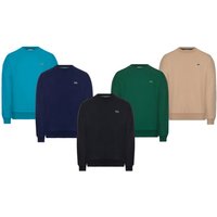lacoste logo patch crew neck sweatshirt: white/ medium