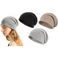 100% cashmere slouchy beanie for women and men: black/one