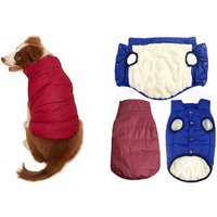 warm lined dog coat winter jacket: blue
