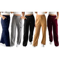 women’swide leg cargo pocket combat trousers: black/s m