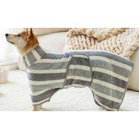 absorbent pet bathrobe towel: grey and white/small
