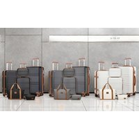 kono six piece travel luggage set: black and brown