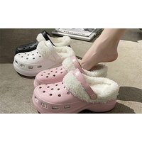 Plush Fleece Lined Platform Clogs: Pink/UK5.5-6 plush fleece lined platform clogs: pink/uk5.5 6