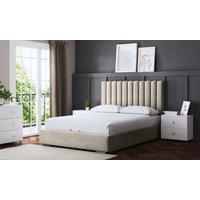 evangeline panel bed: panel bed/beige/small double