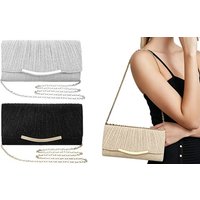 evening clutch bag glitter handbag purse for women: black