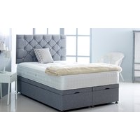 linen ottoman divan bed with mattress and chesterfield headboard: grey/ 2ft6 small single