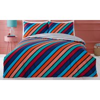 stripe reversible duvet sets:double/ horizon duvet/blue