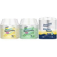 freedom bundle : 45 rolls of freedom lemon toilet paper 3ply and 24 rolls of kitchen towels