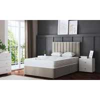 amelia upholstered panel divan bed:black/super king/without mattress