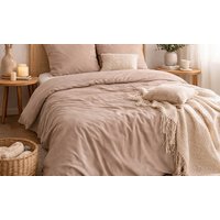 Solid Flannel-Effect Microfiber Duvet Cover Set: 240 x 220 cm/Beige solid flannel effect microfiber duvet cover set: 240 x 220 cm/beige