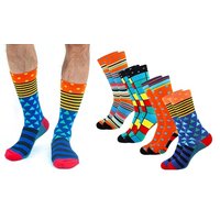 Men'sGeo Pattern Colourful Cotton Socks:Four men’sgeo pattern colourful cotton socks:four