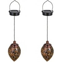 vintage metal solar hanging garden lantern: two