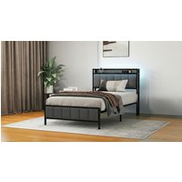 levede led metal bed frame with rgb lights usb and type c charging: king