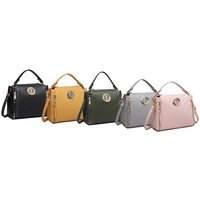 dual zipped handbag: grey