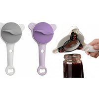 4 in 1 multi jar and bottle opener with non slip grip: grey