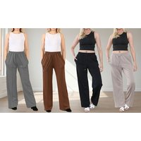 wide leg palazzo trousers: stone/l xl