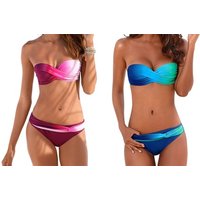 gradient design twisting style two piece bikini swimsuit:blue/size m