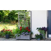 Raised Wooden Planter with Climbing Trellis: Grey raised wooden planter with climbing trellis: grey