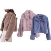 women’swarm faux fur zipper jacket: white/xl