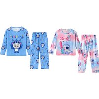 stitch inspired 2 piece children s pyjamas: pink/m
