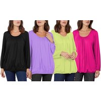 ladies baggy fit ruched neck long sleeve top: mustard/xl 2xl