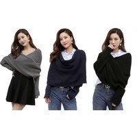 cardigan style sleeved scarf : grey + navy blue/two