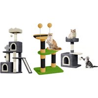 cat tower in various shapes: tall rustic cat tower/green