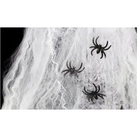 halloween spider webs with 10 mini spiders: white/two
