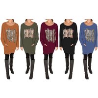 leopard print baggy top: black/2xl 3xl/foil leopard stripe